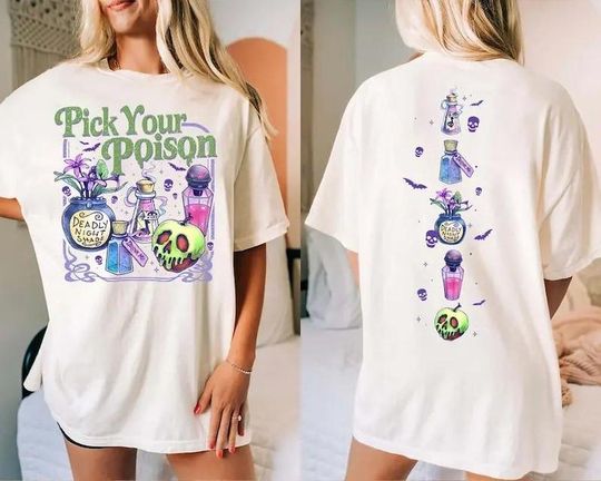 Pick Your Poison 2 Sides Shirt, Disney Halloween Shirt, Disney Villains Shirt, Spooky Season Shirt, Disney Shirt,  PSL128.129.B