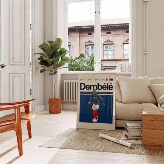 Ousmane Dembele France Football Team Poster, Soccer Player Art, Vertical Matte Poster