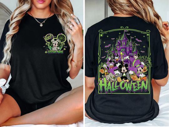 Discover 2-sided Vintage Mickey and Friends Mummy Halloween Castle Shirts, Mickey's Not So Scary Party Shirt, Retro Disney Halloween Family Trip Tee