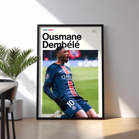 Discover Ousmane Dembele Poster, Football Wall Art, Soccer Print, Sports Decor, Rising Star Artwork