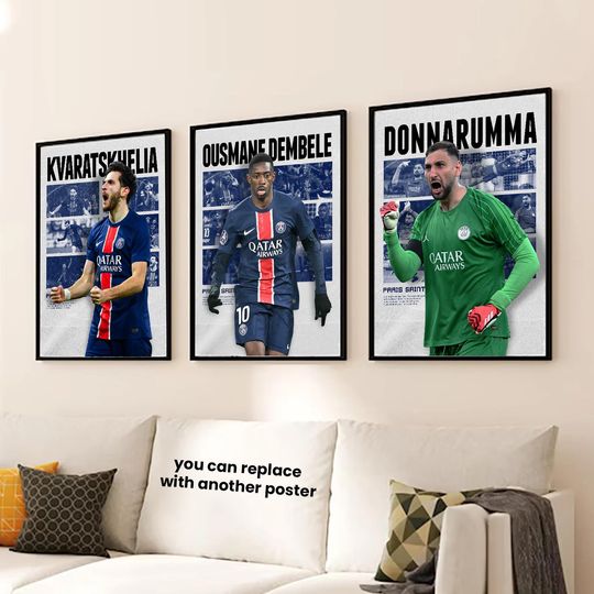 Discover Ousmane Dembele, Kvaratskhelia, Donnarumma Saint German, Sport Wall Art,Soccer Print