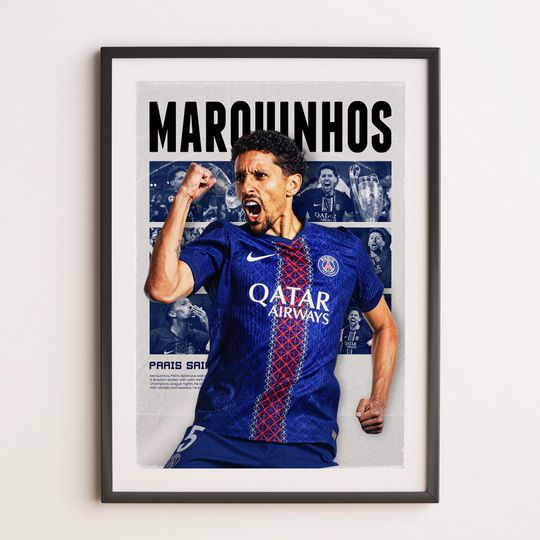 Discover Marquinhos Poster, Sport Wall Art, Saint German Poster, Gifts Poster, Soccer Wall Art, Football Poster.