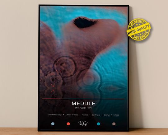Discover Pink Floyd Poster | Meddle Poster | Album Poster Prints | Wall Decor Posters | Album Cover | Rock Music Poster