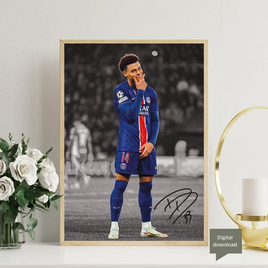 Discover Desire Doue Signed Poster - Football Wall Art - Soccer Player Print - Sports Fan Gift
