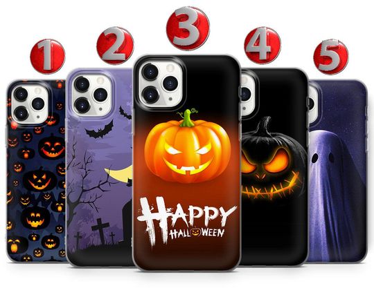 Discover Pumpkin Ghost Halloween Phone Case: Spooky Cover For iPhone, Samsung Galaxy, Google Pixel, Silicone TPU Gel, Hard Case, MagSafe