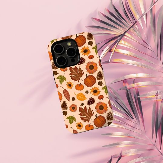 Discover Floral Fall Halloween Phone Case, Boho Spooky Pumpkin Ghost Cover for iPhone 16 15 14 13 12 11 Pro Max