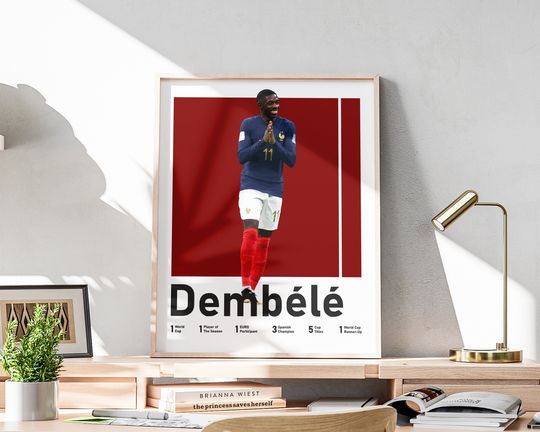 Discover Ousmane Dembele Poster, 2023-2024 Season, Soccer Player Dembele, French Footballer, Football Wall Art, Included Football Titles