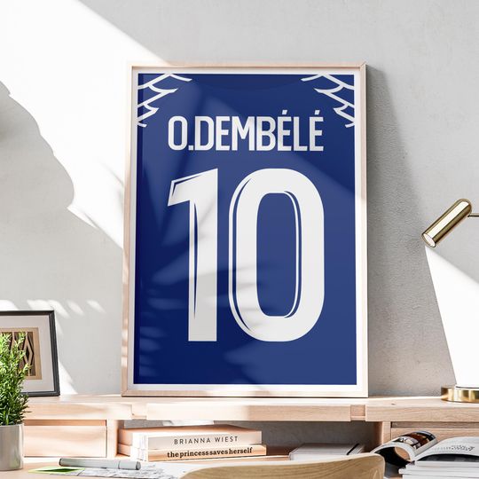 Discover Dembele Poster | Football Wall Art | Paris Soccer Shirt Print | Games Room Man Cave Bedroom Living Home Decor Sports Bar