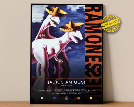 Discover Ramones Poster | Adios Amigos! Poster | Album Poster Prints | Wall Decor Posters | Album Cover | Rock Music Poster