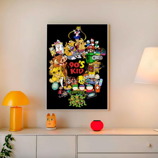 Discover 90's Kid Poster, Cartoon characters, Wall Art, Nostalgic Art, Retro Poster, Cartoon Poster, Wall Art, Printable Art, Digital Download Art
