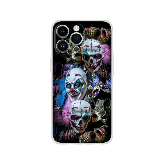 Discover Venetian carnival masks of clawn and sculls on the wall, Italy, Venice, Halloween phone case, Halloween iphone case, clawn mask, Flexi case