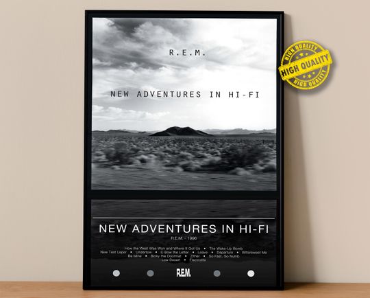Discover R.E.M. Poster | New Adventures In Hi-Fi Poster | Album Poster Prints | Wall Decor Posters | Album Cover | Rock Music Poster