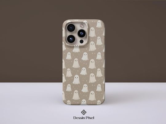 Discover Ghost Phone Case, Cute Halloween Aesthetic Design with Fall Spooky Vibes, For iPhone 15 Pro, Galaxy S24, iPhone 14, Galaxy S23, Phone cover