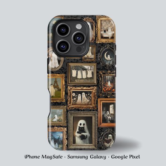 Discover Spooky Ghost Phone Case Cute Halloween Goth Aesthetic for Ghosty Lovers Gift Vintage Horror iPhone 16 15 14 Pro Case, Samsung & Pixel 8