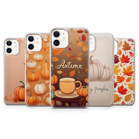 Discover Autumn Pumpkin Phone Case - Clear TPU Gel Cover for iPhone, Samsung, Google Pixel