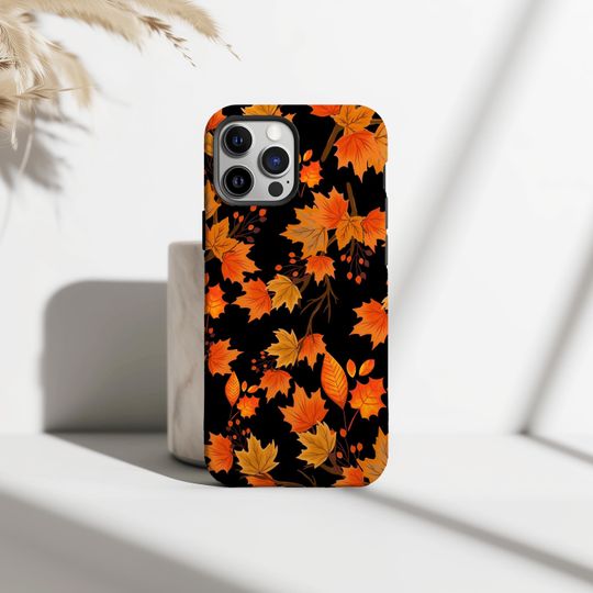 Discover Autumn Leaves Phone Case for iPhone 16 15 14 13 12 Pro Max, Samsung S25 S24 S23 Plus, Fall leaf Phone Case autumn lover Gift Fall Phone Case