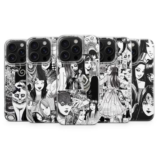 Discover Junji Manga Phone Case Japanese Horror Cover for iPhone 17 16 Pro Max 15 Plus 14 13, Samsung S24 23 Ultra S25 Edge A16 A26 A36 A56, Pixel 10