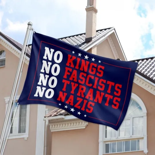 Discover No Kings No Fascists House Flag, Anti-Fascism Liberal Leftist Banner