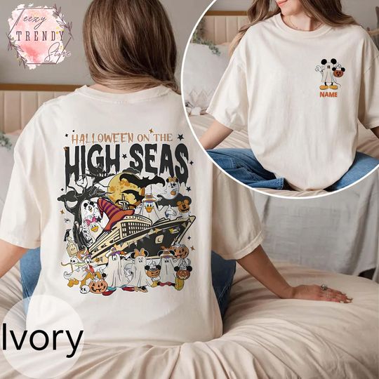 Discover Custom Name 2-Sided Halloween On The High Seas Shirt, Mickey & Friends Ghost Shirt, Disney Cruise Line Family Trip 2025, Spooky Season