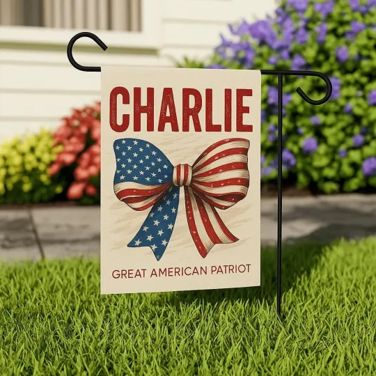 Charlie Kirk Patriotic Garden Flag, American Flag, Stand Against Violence Decor