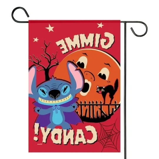 Discover Disney Stitch Halloween Garden Flag Outdoor Yard Decor Double-Sided