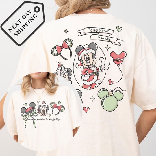 Discover Disney Christmas Mickey tis the season to be jolly Shirt Vintage Disney Christmas tee Disney Family Matching Xmas 007