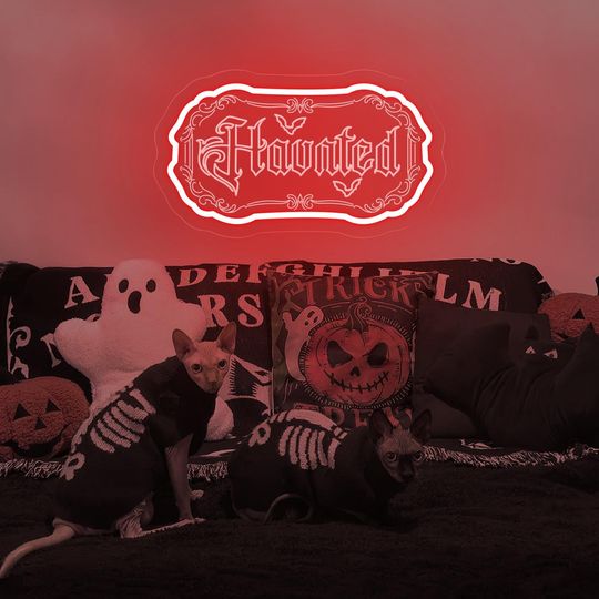 Haunted House LED Neon Sign: Gothic Halloween Decor