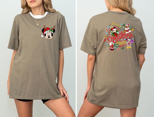 Discover Mickey's Very Merry Christmas Party 2025 Shirt, Disney Santa Mickey And Friends Group Christmas Lights Shirt, Disneyland Xmas Tee