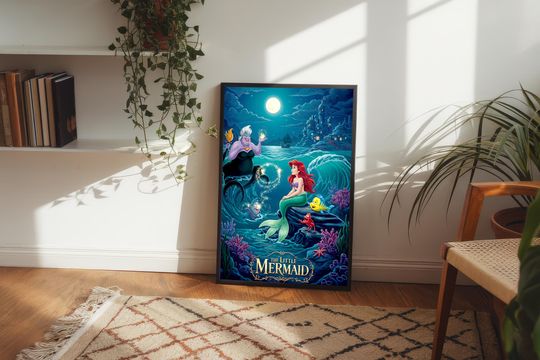 Discover The Little Mermaid Poster, Underwater Fantasy Print, Ariel Disney Art, Ocean Girl Room Decor, Magical Princess Wall Art