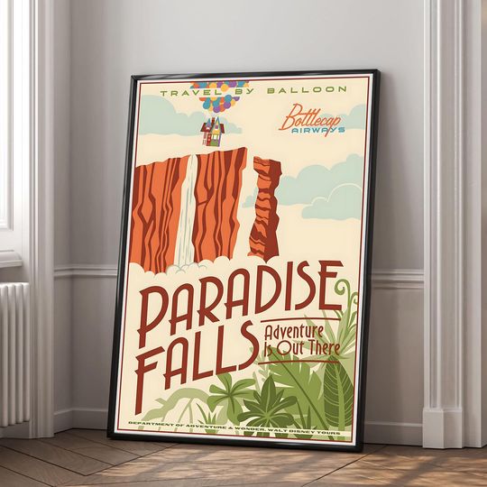 Paradise Falls Poster | High Quality Canvas Print | Wall Art | Living Room Decoration | Perfect Gift