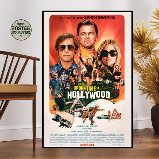 Poster di film Once upon a time in hollywood Brad Pitt Leonardo di Caprio Stampa Wall Decor