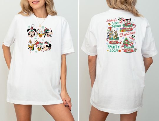 Mickey's Very Merry Christmas Party 2025 Shirt, Disney Santa Mickey And Friends Group Christmas Lights Shirt, Disneyland Xmas Tee