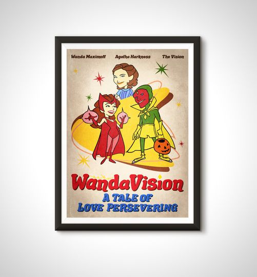 Wandavision TV Movie Poster Retro Advert Print - Marvel MCU Home Decor Wall Art Gift