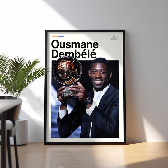 Discover Ousmane Dembl Poster, Dembl Football Wall Art, Framed Soccer Print, Sports Decor, Rising Star Artwork, Ousmane Dembl, Golden Ball