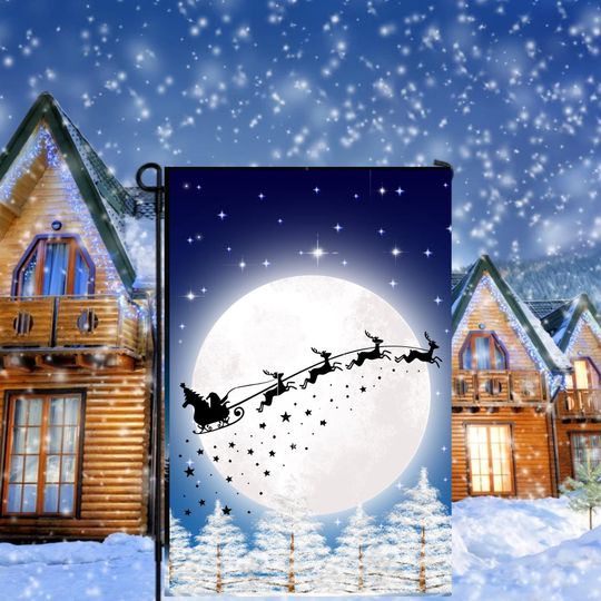 Discover Christmas Garden Flag, Santa's Sleigh, Merry Christmas, Holiday Garden Flag, Xmas Yard Flag