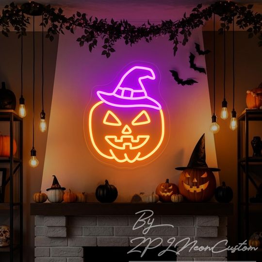 Discover Witch Hat Pumpkin Neon Sign Custom Halloween Led Neon Light Halloween Decor Home Party Wall Decor Halloween Gifts