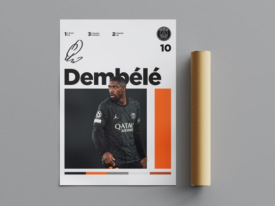 Discover Ousmane Dembl Poster, Minimalist Poster, Sports Poster, Wall Art, Wall Decor, Premium Matte Vertical Posters, 4K Quality