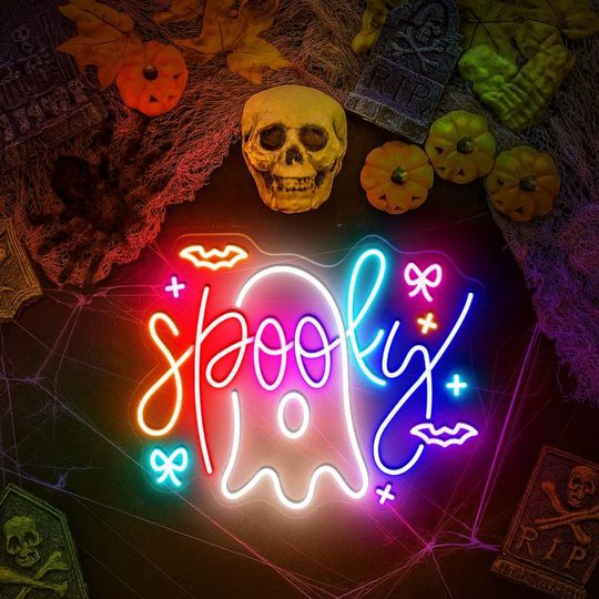 Discover Cute Spooky Ghost Colorful Neon Sign, Halloween Boo Bow Neon Sign, Neon Sign Halloween Decor, Boo Ghost Neon Decor, Cute Boo Halloween Neon