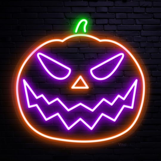Pumpkin Neon Sign, Pumpkin Led Light, Horror House Wall Art, Halloween Neon Light, Spooky Pumpkin Neon Decor, Haunted House Party Decor