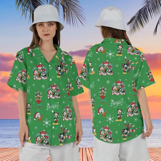 Discover Mickey and Friends Christmas Hawaiian Shirt, Disney Mickey Mouse Hawaii Shirt, Trip Vacation Shirt, Christmas Gift