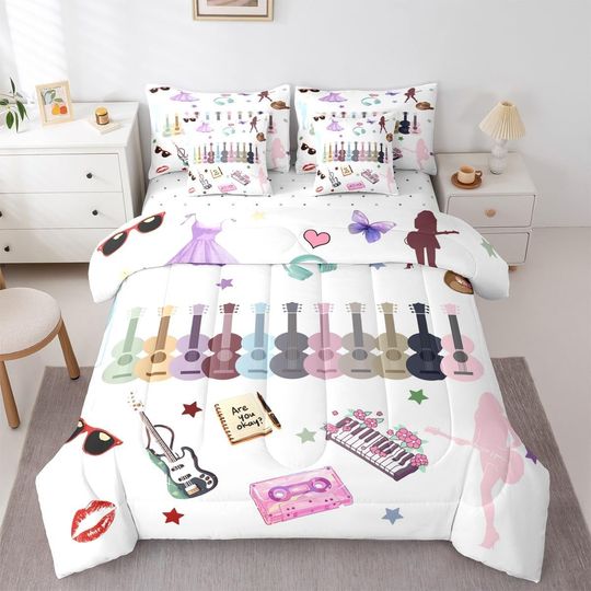 Discover Erosebridal Music Fans Print Comforter Set Full Musics Theme Bedding Sets