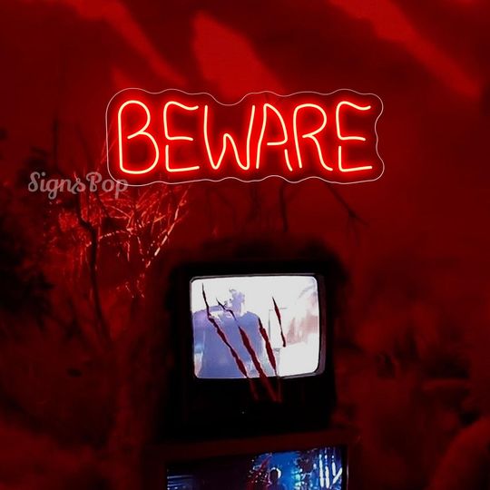 Discover Beware Halloween Sign,Horror Gothic decor,Halloween Neon Sign,Man Cave Decor, Halloween Party Neon Sign, Spooky Bar Sign,Horror Decor Sign