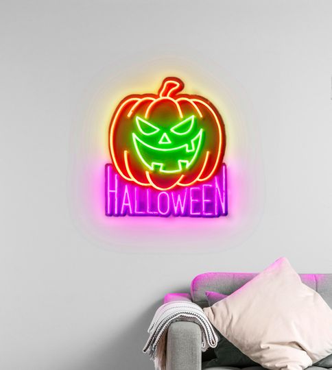 Discover Pumpkin Neon Sign | Halloween Neon Sign | Halloween Party Sign | Pumpkin Decor | Spooky Neon Sign | Halloween Decor | Trick Or Treat Sign