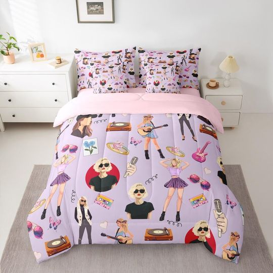 Discover Music Bedding Set Queen  Girls Singer Bed in a Bag Gifts
