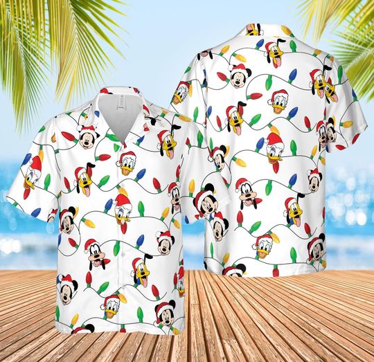 Discover Mickey Mouse And Friends Christmas Light Hawaiian Shirt, Mickey's Very Merry Christmas Party, Disneyland Xmas Holiday Hawaii Shirt