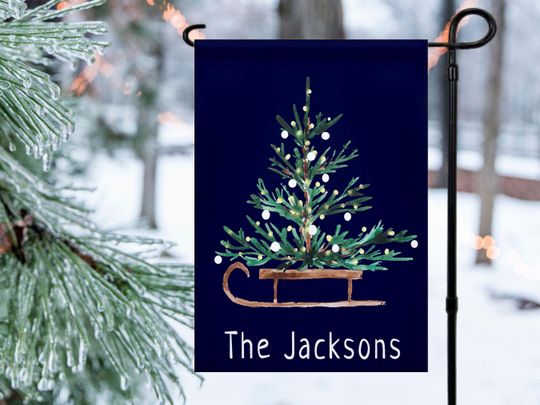 Personalized Christmas Garden Flag, Holiday Outdoor Decor