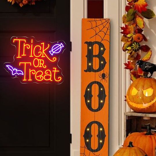 Discover Trick Or Treat Neon Sign |Halloween Neon Sign Decor| Party Wall Decoration Sign for Shop Home Room| Halloween Art Decor| Personalized Gifts