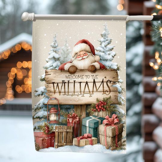 Personalized Christmas Garden Flag, Holiday House Flag, Welcome Yard Sign for Outdoor Christmas Decor