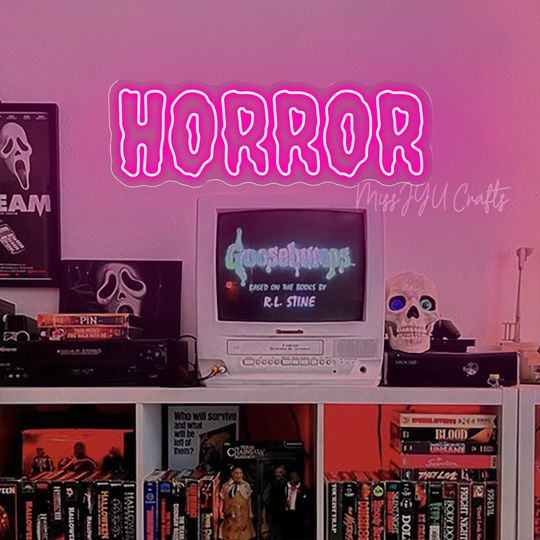 Discover HORROR Neon Sign,Custom horror neon sign,Gothic decor,Movie Room Display Gift for Horror Decor Fans,Dark Art Sign,Scary Halloween Decor