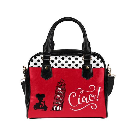 Discover Italian Minnie Mouse Faux Leather Crossbody Dome Bag | disney world disneyland epcot topolino's shoulder tote bag purse cruise